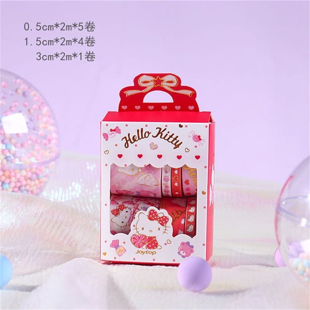 Rollo de pegatinas de Hello Kitty Sanrio Kuromi, accesorios hechos a mano, cinta adhesiva de papel, regalo, pegatina de estampado dorado, juguetes para niños, 1 caja