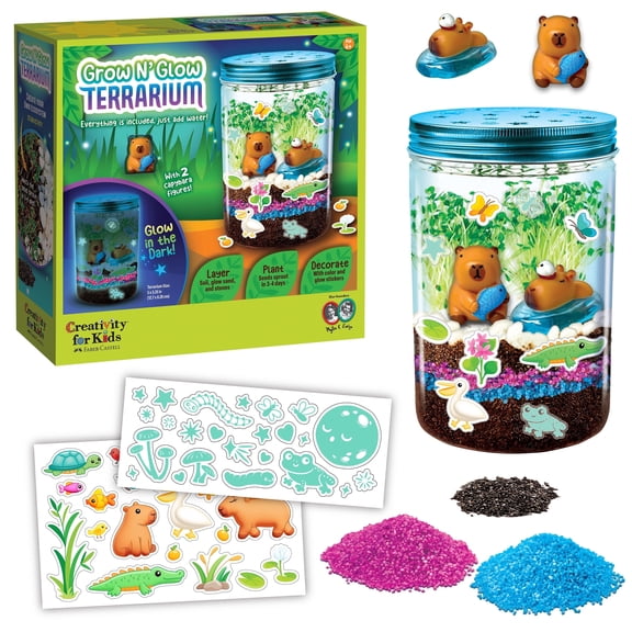 Creativity for Kids Grow 'N Glow Terrarium Kit - Capybara Spring Crafts | Educational Science Kits, Kids Gifts for Boys and Girls, STEM Projects (Ages 6 )