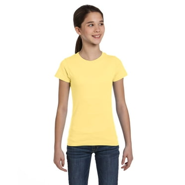 LAT Sportswear 2616 Girls Fine Jersey Longer Length T-Shirt- Butter - Medium