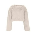 thumbnail image 5 of YueHuiYing Women Fashionable Crew Neck Cropped Sweater Casual Long Sleeve Knit Tops Pullover Sweater, 5 of 6