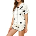 thumbnail image 4 of INSPIRE CHIC Women's Satin Pajama Sets Nightwear Sleepwear Tops with Shorts Lounge Sets L White, 4 of 6