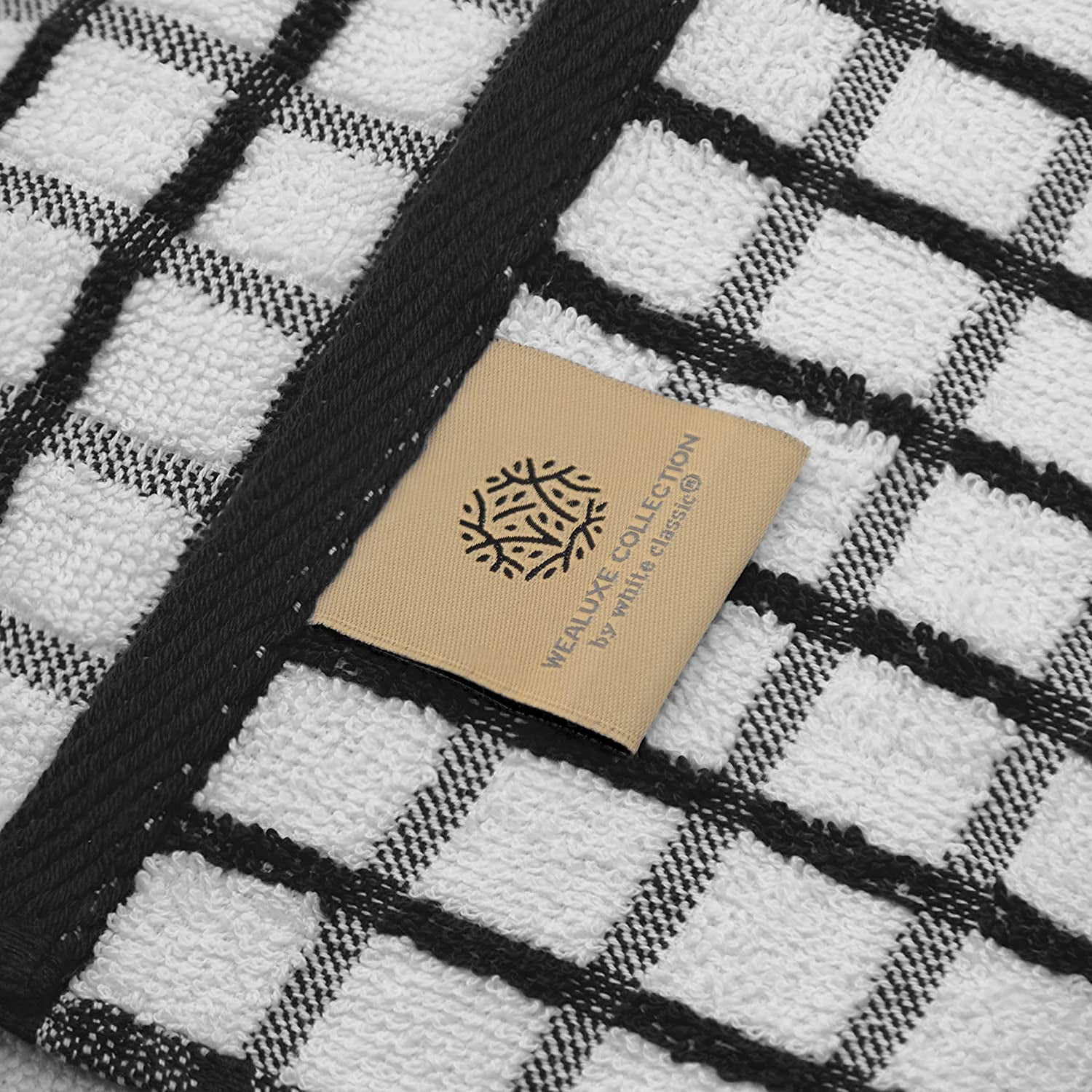 [8 Pack] Premium Dish Towels for Kitchen, with Hanging Loop - Heavy Duty Absorbent 100% Cotton 410 GSM Terry Kitchen Towels, 16x26 (Black)