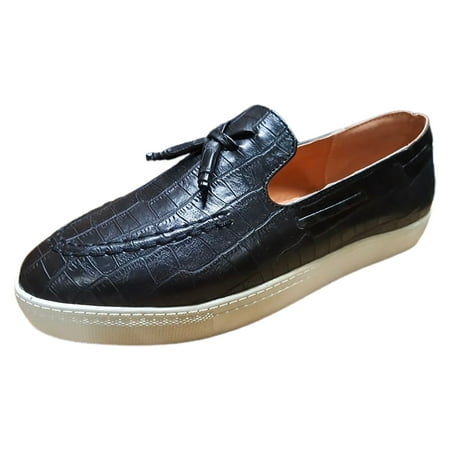 

SXcggal Men s Spring New Men s Shoes Tassel Large Men s Shoes Flat Bottom Casual Leather Shoes Stylish Versatile Casual Men s Shoes