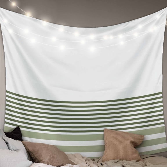 Sage Green Striped Tapestry for Bedroom Wall Hanging Tapestry, Modern Farmhouse Stripes Ceiling Backdrop Tapestries Poster Blanket Wall Decor for Teens Room Living Room Dorm 51" x 59"