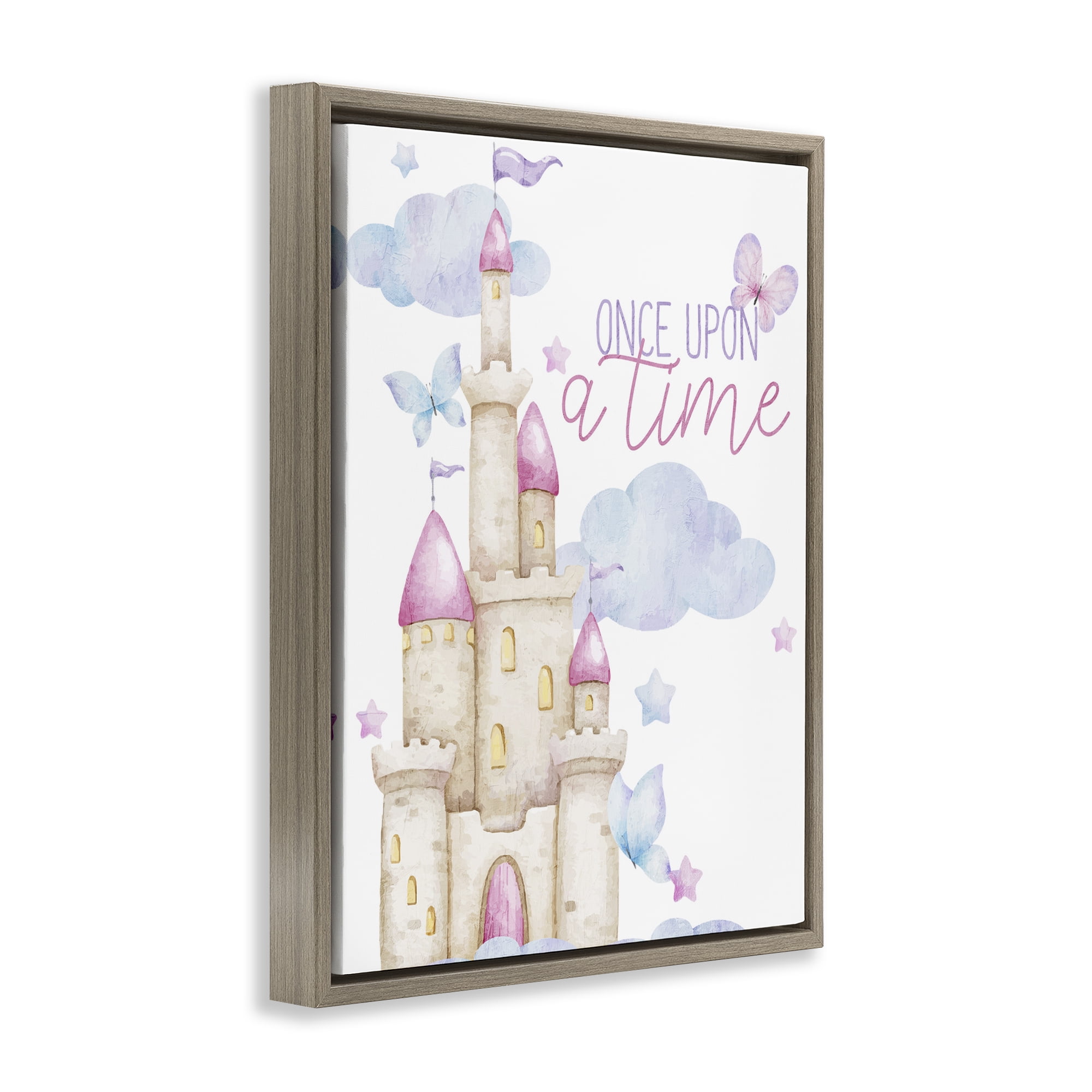 Once Upon A Time Castle Brown Framed Floater Canvas Wall Art, design by Kim Allen