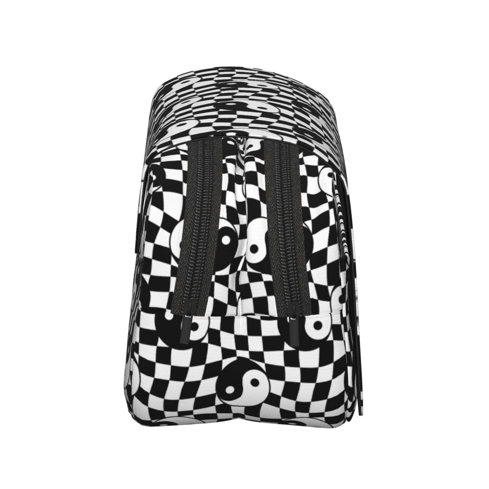 Rateoe Ying Yang Checkered Pattern Double Clamshell Pen Case, Storage Organizer with Two Zipper Compartments– Holds Up to 50 Pencils & Pens