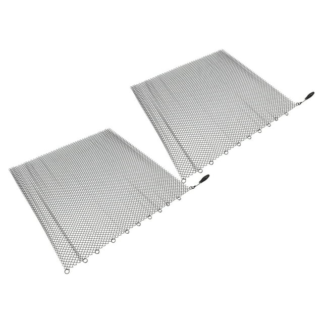 2 Packs Fireplace Mesh Screen Curtain Stainess Steel Fire Screen with Sturdy Spark Guard Gate, Decorative Scroll Design Spark Guard Chain 24×18/24×20/24×22inch for Home