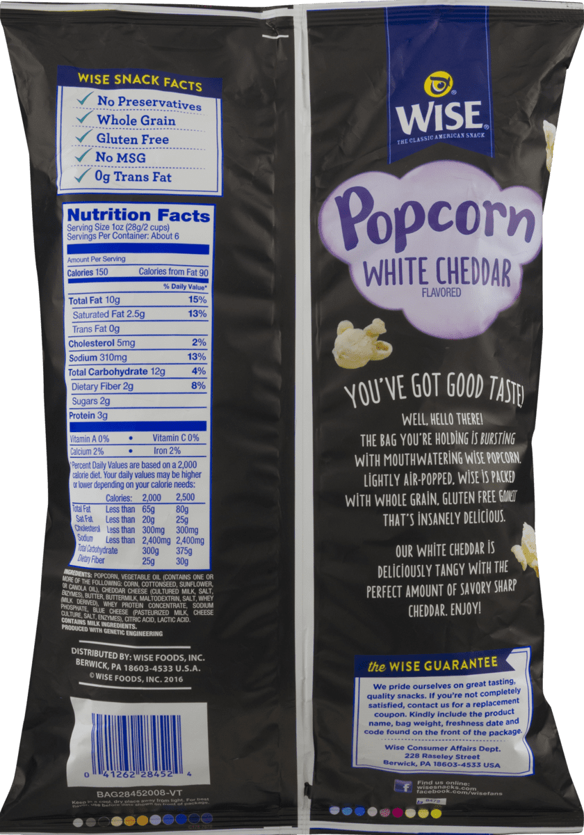 Wise Foods Air Popped White Cheddar Popcorn 6.5 oz. Bag (3 Bags)