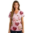 thumbnail image 4 of Valentine Day Scrub Tops for Women Love Heart Print V Neck Plus Size Cute Scrubs Quick Dry Short Sleeve Nursing Uniform with Pockets Pink 3XL, 4 of 5