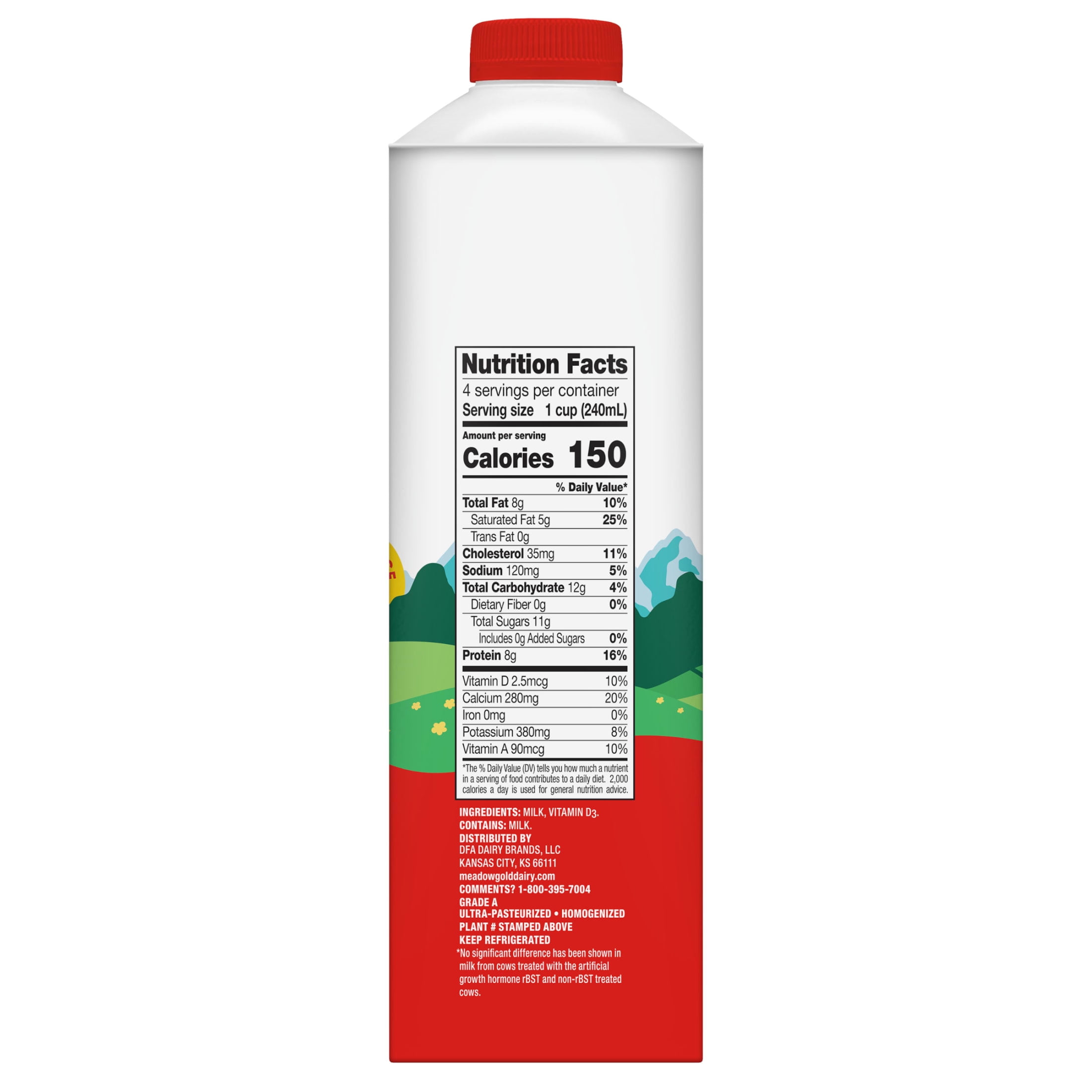Meadow Gold Ultra-Pasteurized Whole Milk Quart