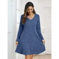 thumbnail image 5 of Plus Size Sweater Dresses for Women 5XL, VEPKUL Casual Sweater Dresses Long Sleeve V Neck Fall Winter Dress Tunic Dress with Pockets, 5 of 9