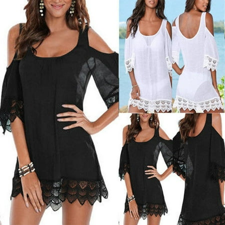 - US New Sexy Women Lace Crochet Bathing Suit Bikini Swimwear Cover Up Beach Dress