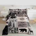 thumbnail image 2 of Homewish Wildlife Bear Deer Queen Comforter Set for Men, Rustic Camping Adventure Bedding Sets, Brown Linen Plaid Reversible Bedding Comforter Set, Super Cozy Room Decor, 3-Piece, 2 of 8