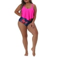 thumbnail image 4 of Agnes Orinda Plus Size Bikini Swimsuit for  Women Floral Print High Waist Ruched 2 Piece Bathing Suit Set, 4 of 6