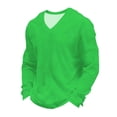thumbnail image 2 of UVEASISHA Big and Tall V Neck Tshirts for Men Long Sleeve Waffle Knit Shirt Solid Color Regular Fit Pullover Gym Workout Textuered T-Shirts Green 4XL, 2 of 6