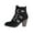 Black, variant on Xfvqtps Womens Fashion Ankle Boots with Buckle Decor Winter Casual Booties Block Heel Side Zipper Round Toe Comfortable Short Boots for Women Black