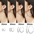thumbnail image 5 of ChainsHouse Large Stainless Steel Hoop Earring for Women Half Mesh Link Hypoallergenic Trendy Hoops, 80mm, 5 of 9