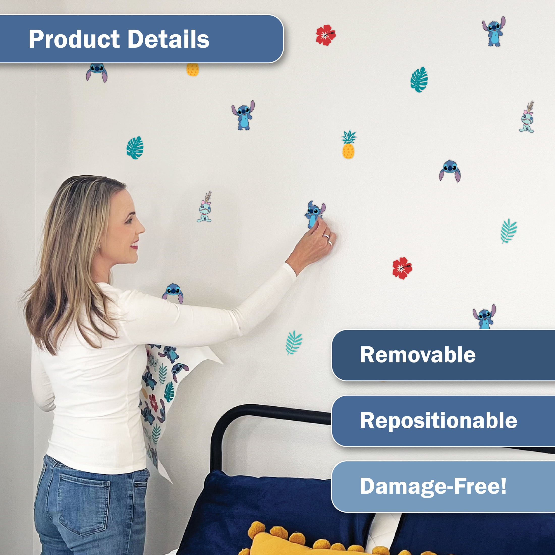 Wall Palz Stitch Vinyl Wall Decals Peel and Stick Room Decorations