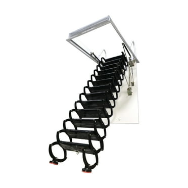 INTSUPERMAI Ceiling Mounted Hidden Telescopic Loft Ladder Stairs Black 13 Steps