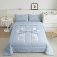 thumbnail image 1 of Erosebridal Bowknot Bedding King Comforter Set for Teens, Princess Ribbon Down Comforter, Bling Bow Decor, Reversible 3pcs, 1 of 8