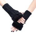 thumbnail image 1 of Guantes suaves de otoño jinwen para mujer Guantes sin dedos a prueba de viento Negro Guantes cálidos sin dedos, 1 of 7