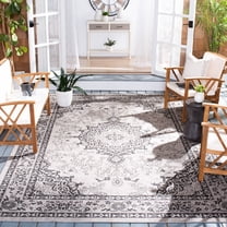 SAFAVIEH Courtyard Desi Medallion Indoor/Outdoor Area Rug, Beige/Black, 8' x 11'