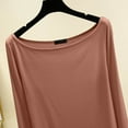 thumbnail image 4 of ZyeKqe Pajamas Tops for Women Long Sleeve Crew Neck Comfy Shirts Solid Color Soft Homewear Basic Tees, 4 of 5