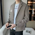 thumbnail image 2 of Trajes y blazers de tweed para hombre, chaqueta corta de fiesta recortada para hombre, abrigos sencillos con botonadura nueva, de alta calidad, estilo coreano original, 2 of 5