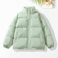 thumbnail image 6 of Men Cotton Coat - Stand Collar Long Sleeve Solid Color Zipper Placket Quilted Jacket Drawstring Hem Thickened Loose Fit Outwear, 6 of 8