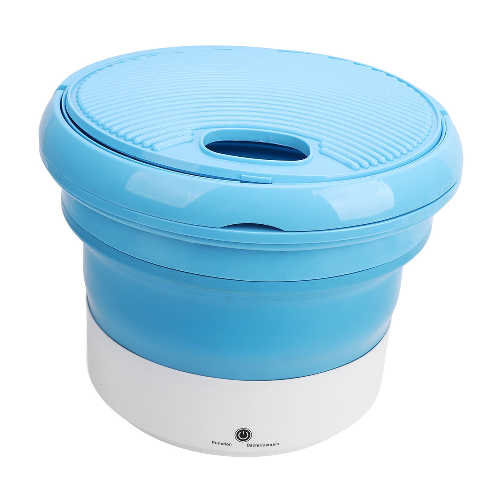 Suodoka Portable Foldable Washing Machine Small Laundry Washer For Underwear Trousers Socks Blue Folded Height 4.33 inches / 11 cm Unfolded 12.6 inches / 32 cm Easy Storage Top Load Design