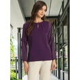thumbnail image 2 of DARING DIVA Chiffon Semi Sheer Long Sleeves Blouses S Deep purple, 2 of 6