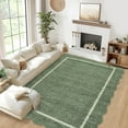thumbnail image 4 of FairOnly 9'x12'Flounce Solid Non Slip Washable Area Rug Plush Ruffled Border Ultra Thin&Soft Indoor Rug for Living Room& Minimalist Spaces,Grey Green, 4 of 7