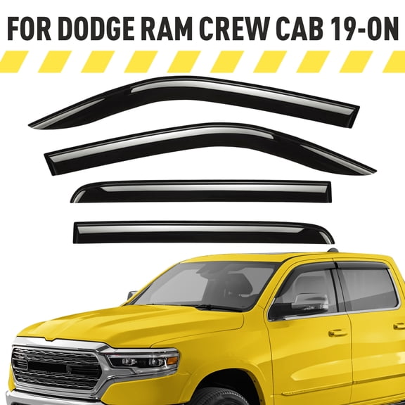 AEROGUYS Tape-On Window Deflectors Extra Durable Window Visors Rain Guards Fit for Dodge Ram 1500 (New Body Style) 2019-2026 Crew Cab, Sun Visors, Wind Vent Visors, Car Accessories - 4 pcs. AG0717