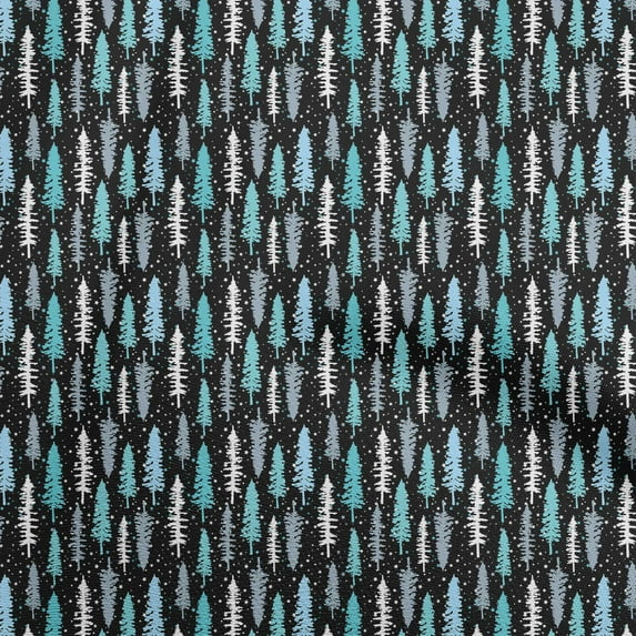 oneOone Silk Tabby Black Fabric Asian Forest Tree Sewing Material Print Fabric By The Yard 42 Inch Wide