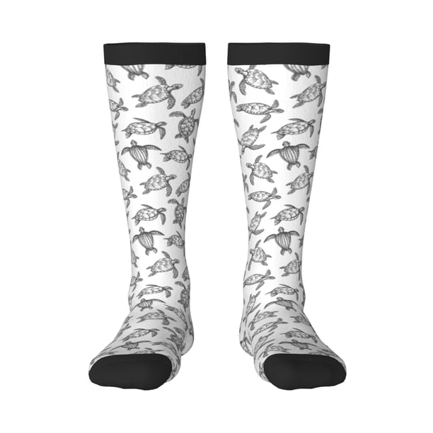 Balery Hand Drawn Turtle Calcetines novedosos Calcetines deportivos Calcetines hasta la rodilla Calcetines de algodón Calcetines originales y geniales