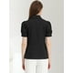 thumbnail image 4 of Camisa abotonada de trabajo con cuello vuelto y manga farol para mujer Negro XL, 4 of 5