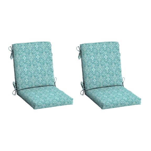 ARDEN Outdoor Dining Chair Cushion, 2 Pack, 20 x 20, Rain-Proof, Fade Resistant, Turquoise Daphne Medallion