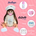 thumbnail image 4 of Muñeca Reborn Amelia 55 cm Realista con Vestido de Algodón Blanco y Detalles Florales, 4 of 4