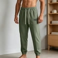 thumbnail image 2 of Mens Casual Pants Joggers Drawstring Tapered Sports Pants Hiking Outdoor Jogging Sweatpants Pants Big and Tall Size S-4XL Army Green, 2 of 7