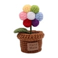 thumbnail image 2 of Artificial Crochet Flower Pot, Handmade Knitted Mini Potted Plant, Faux Floral Desk Decor, Soft Yarn Arrangement for Home Office Shelf Tabletop Accent Gift Idea, 2 of 6