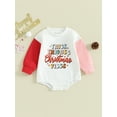 thumbnail image 2 of CIYCuIT Infant Baby Girls Christmas Sweatshirt Romper Contrast Color Long Sleeve Letter/Santa Claus Print Bodysuit Newborn Casual Clothes 3M 6M 12M 18M, 2 of 8
