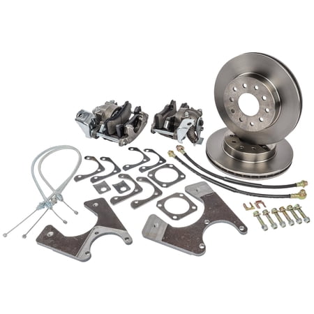 JEGS GM 10/12 Bolt Rear Disc Brake Conversion Kit for 1964-1972 GM A-Body [Standard Kit with E-Brake & Raw Calipers]