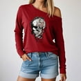 thumbnail image 2 of Tiweut Tops for Women Halloween Graphic Print Long Sleeve Off Shoulder Sweatshirt Ladies Blouse Red,L, 2 of 4