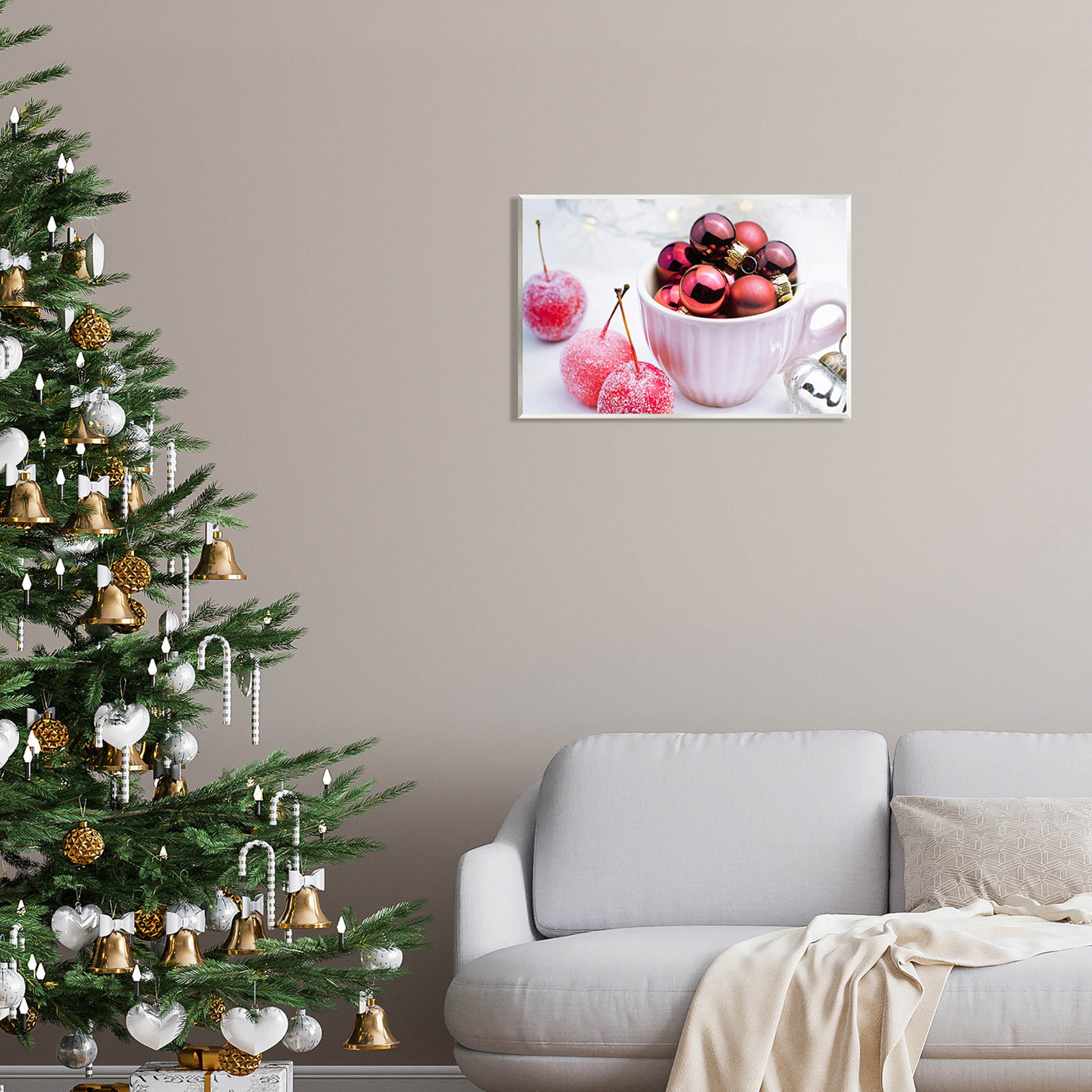 Gleaming Red Christmas Ornaments Holiday Photograph Unframed Art Print Wall Art
