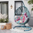 thumbnail image 2 of Oversized Hanging Egg Chair Outdoor Indoor, Wicker Swing Egg Chair with Stand  Rain Cover UV Resistant Cushion 400lbs Capacity for Bedroom, Patio, Garden and Balcony (Hawaii Blue-Regular), 2 of 14