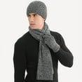thumbnail image 1 of Traje cálido de otoño e invierno de Europa y Estados Unidos, gorro grueso de color mixto, bufanda y guantes, tres, 1 of 4