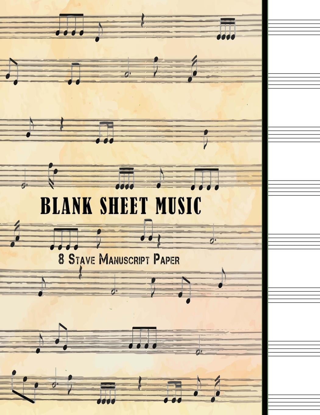 blank sheet music 8 stave manuscript paper 100 pages 8 5 x 11 staff paper large