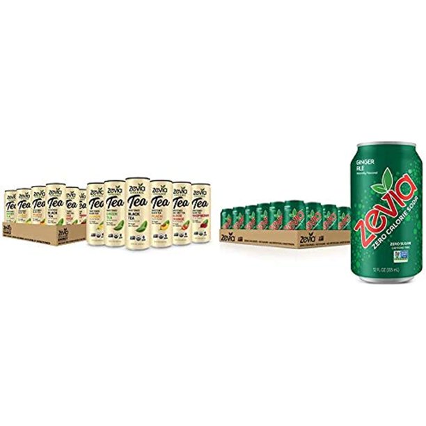 Zevia Organic Tea Time Variety Pack, 12 Count, SugarFree Brewed Iced