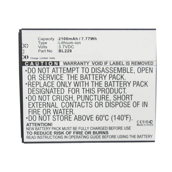 Batteries N Accessories BNA-WB-L3401 Cell Phone Battery - Li-Ion, 3.7V, 2100 mAh, Ultra High Capacity Battery - Replacement for Lenovo BL229 Battery