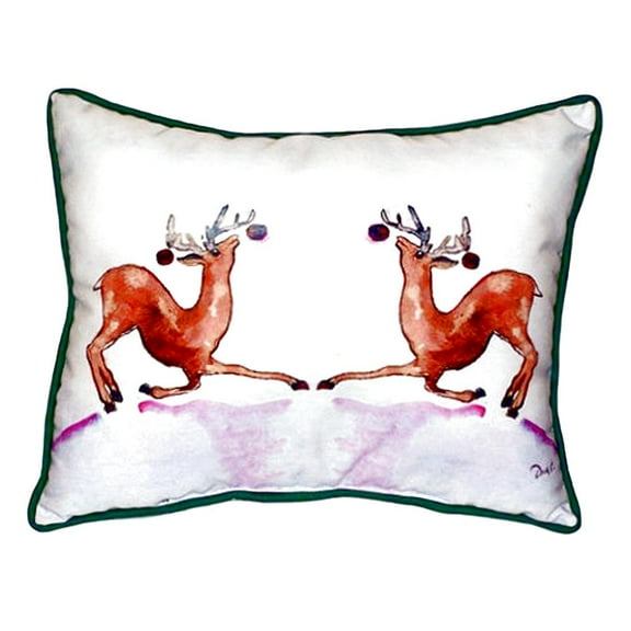 Betsy Drake Interiors Dancing Deer Small Indoor/Outdoor Pillow 11x14
